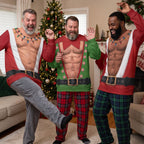 Men's Muscular Santa Suit 3D Illusion Ugly Christmas Sweater, Funny Holiday Sweatshirt