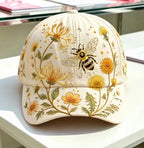 Garden Morning Baseball Cap, Vintage Floral Garden Baseball Cap, Cardinal Bird Bee Dragonfly Butterfly Hat, Nature Botanical Hat Gift
