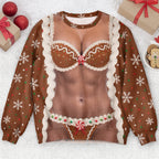 Funny Santa Outfit Illusion Christmas Ugly Sweater, Novelty Gag Holiday Gift for Women