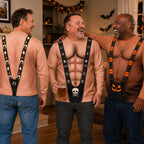 Custom Funny Halloween Ugly Sweatshirt‑Personalized "Spooky Mankini On Full Display" Illusion Crewneck, Pumpkin Mankini Novelty Pullover, Gag Holiday Gift for Husband, Dad, Son, Grandpa, Brother, Yourself