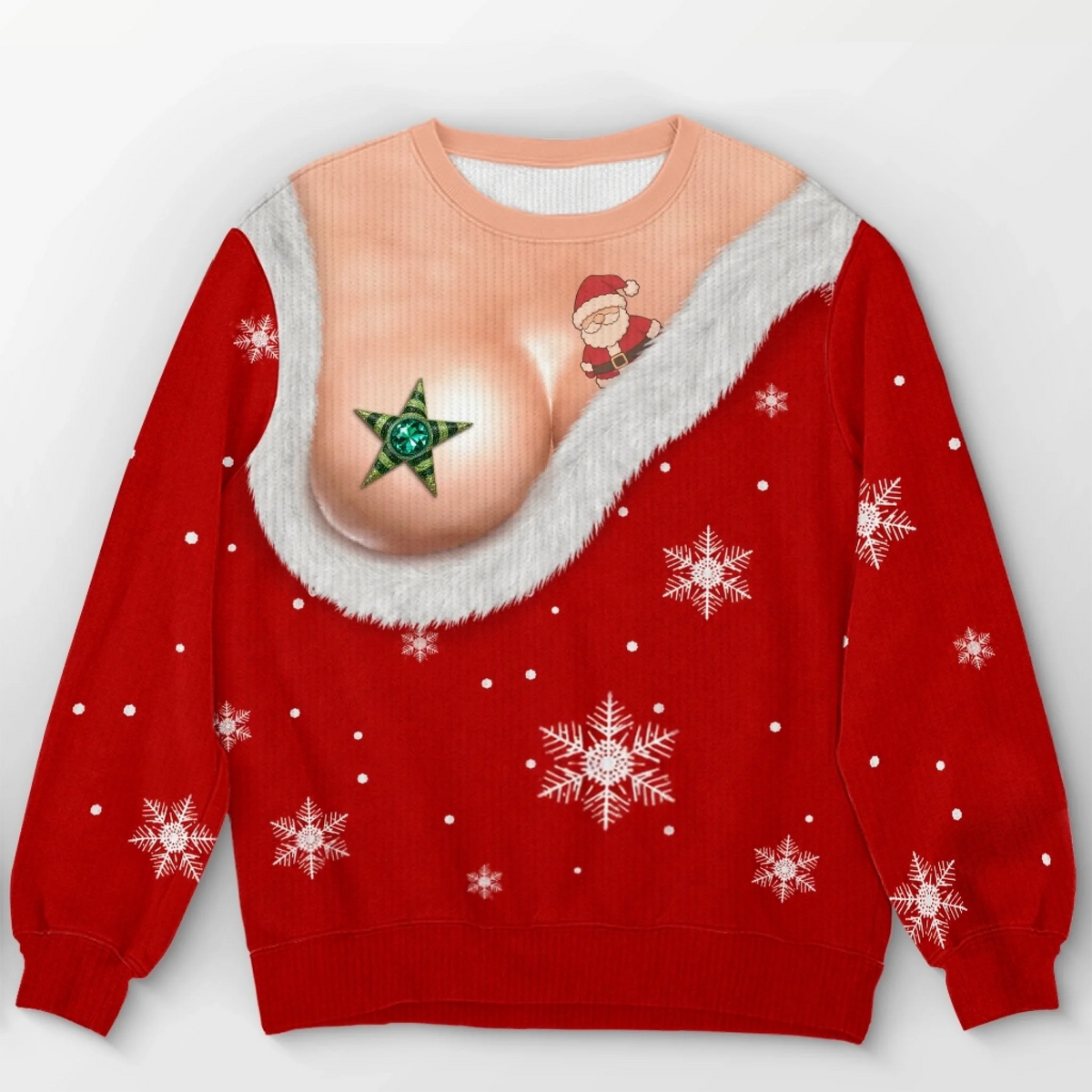 Custom Funny Unisex Ugly Christmas Sweatshirt‑Personalized "Tis The Season To Misbehave" Crewneck, Novelty Santa Suit Illusion Holiday Gift for Wife, Mom, Daughter, Besties, Yourself