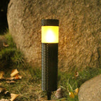 Zevolim| Outdoor Solar Rattan Cylindrical LED Garden Lawn In-ground Landscape Light