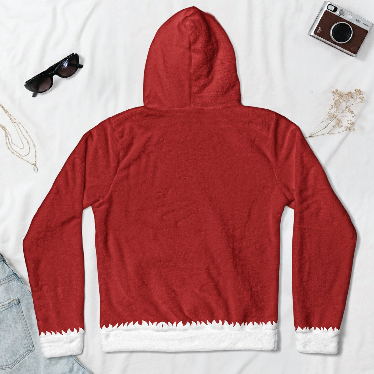 Funny Muscular Santa Optical Illusion Hoodie, Hilarious Gag Gift for Men, Ugly Christmas Sweater Party Outfit