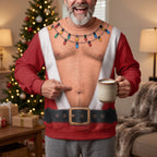 Men's Muscular Santa Suit 3D Illusion Ugly Christmas Sweater, Funny Holiday Sweatshirt