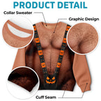 Custom Funny Halloween Ugly Sweatshirt‑Personalized "Spooky Mankini On Full Display" Illusion Crewneck, Pumpkin Mankini Novelty Pullover, Gag Holiday Gift for Husband, Dad, Son, Grandpa, Brother, Yourself