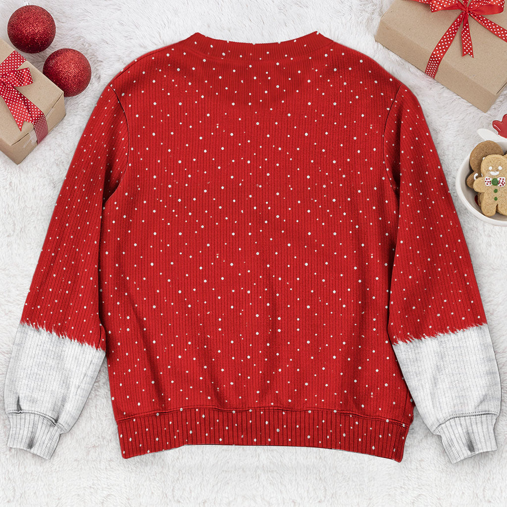 Funny Tattoo Santa Optical Illusion Ugly Christmas Sweater, Hilarious Gag Gift for Men, 3D Realistic Hairy Santa Sweatshirt