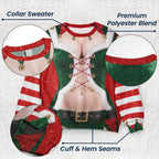 Funny Santa Outfit Illusion Christmas Ugly Sweater, Novelty Gag Holiday Gift for Women