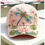 Garden Morning Baseball Cap, Vintage Floral Garden Baseball Cap, Cardinal Bird Bee Dragonfly Butterfly Hat, Nature Botanical Hat Gift