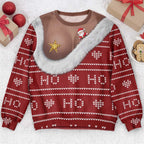 Funny Santa Bust Optical Illusion Christmas Sweater, 3D Illusion Ugly Sweater, Hilarious Gag Gift for Women