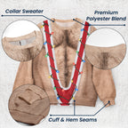 Funny Hairy Torso Suspender Optical Illusion Christmas Sweater, Gag Gift for Men, Holiday Ugly Sweater