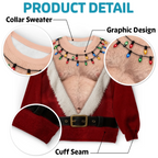 Custom Funny Ugly Christmas Sweatshirt‑Personalized "Santa Abs On Full Display Today" Crewneck, Novelty Fake Chest Illusion Holiday Gift for Husband, Dad, Son, Grandpa, Brother, Yourself