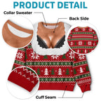 Custom Funny Ugly Christmas Sweatshirt‑Personalized "Light Up The Holiday Party" Illusion Crewneck, Novelty Lingerie‑Style Pullover, Gag Holiday Gift for Husband, Dad, Son, Grandpa, Brother, Yourself