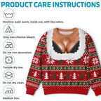 Custom Funny Ugly Christmas Sweatshirt‑Personalized "Light Up The Holiday Party" Illusion Crewneck, Novelty Lingerie‑Style Pullover, Gag Holiday Gift for Husband, Dad, Son, Grandpa, Brother, Yourself