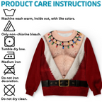 Custom Funny Ugly Christmas Sweatshirt‑Personalized "Santa Abs On Full Display Today" Crewneck, Novelty Fake Chest Illusion Holiday Gift for Husband, Dad, Son, Grandpa, Brother, Yourself