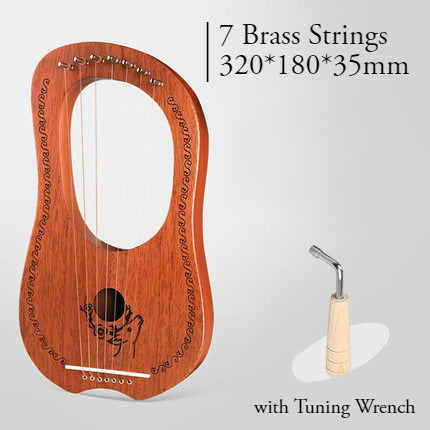 16 Brass String Mahogany Lyre Harp with Tone Wrench for Children, Teenager & Adults