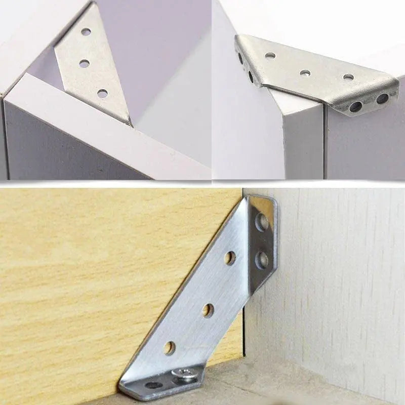 10 Pieces Furniture Corner Connectors made of Stainless Steel – Robust Support Brackets