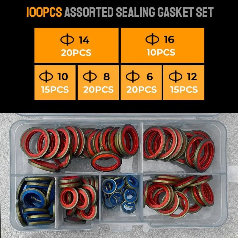 100 pieces rubber sealing washers assorted sealing set
