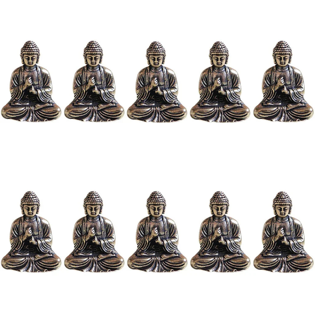10 pieces mini brass sitting Buddha statue figure for travel Buddhism worship home office desk decoration