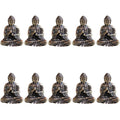 10 piece Miniature Brass Sitting Buddha Statue Figure for Travel Buddhism Worship Home Office Desk Decoration