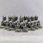 10 piece Miniature Brass Sitting Buddha Statue Figure for Travel Buddhism Worship Home Office Desk Decoration