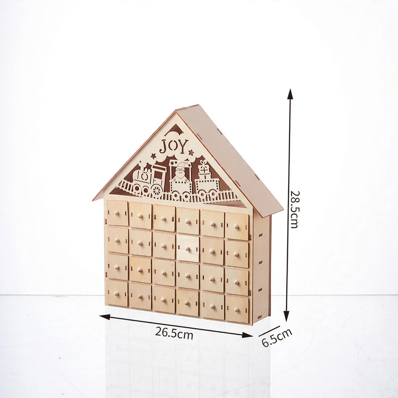 Illuminated wooden advent calendar with LED