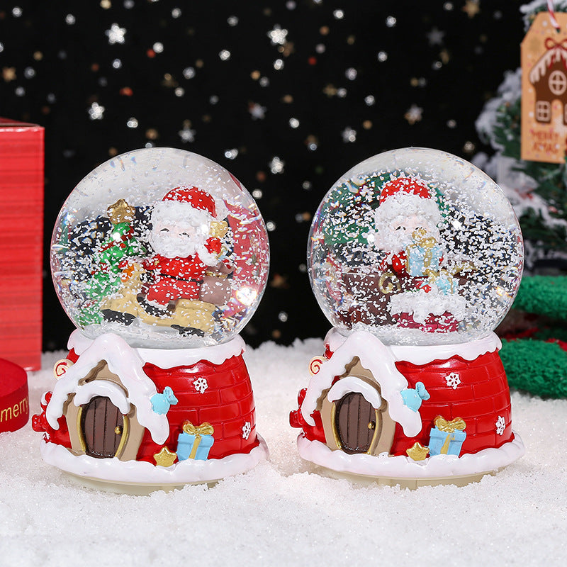 Christmas snow globe with Santa on motorcycle