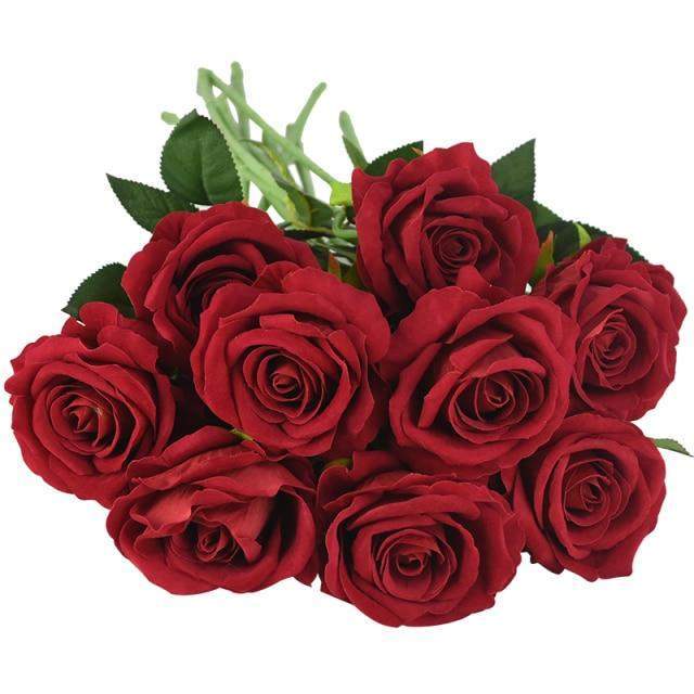 10 pieces silk roses
