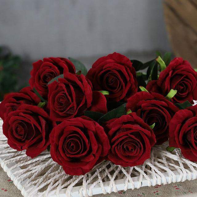 10 pieces silk roses