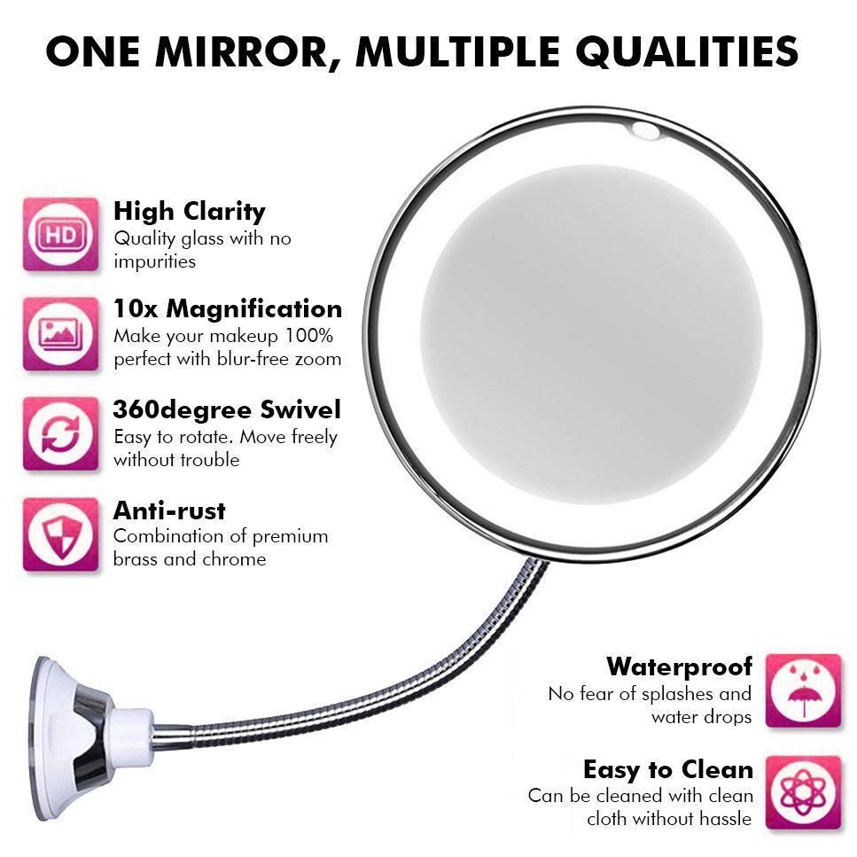 10x Zoom LED Makeup Mirror