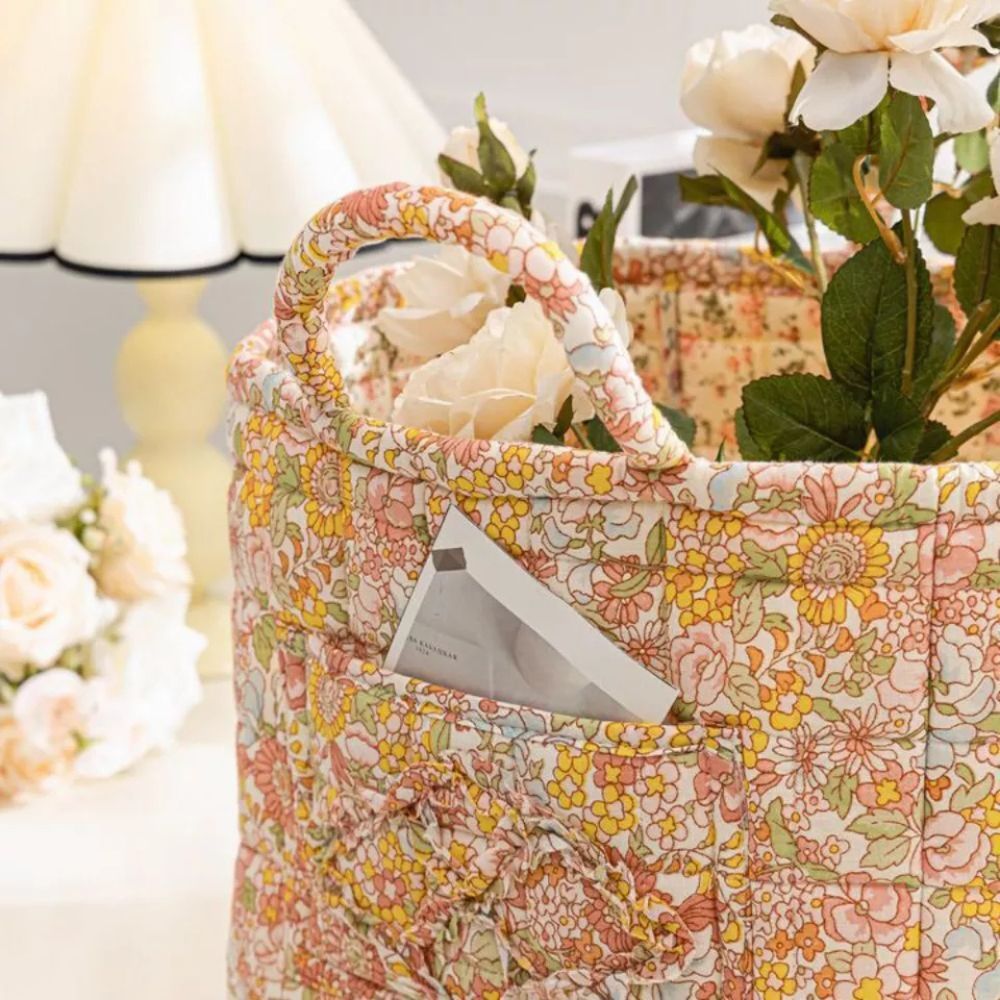 Floral Canvas Storage Basket for Home Organization