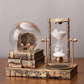 Retro Eiffel Tower Hourglass with Music Box and Glass Ball