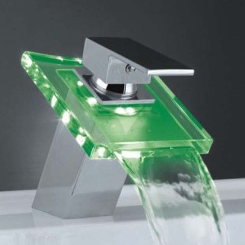 1-Lever Vanity Faucet 1-Hole Copper Sink Faucet with LED Lighting
