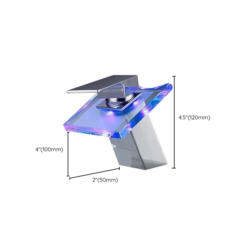 1-Lever Vanity Faucet 1-Hole Copper Sink Faucet with LED Lighting