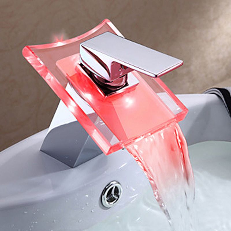 1-Lever Vanity Faucet 1-Hole Copper Sink Faucet with LED Lighting
