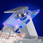 1-Lever Vanity Faucet 1-Hole Copper Sink Faucet with LED Lighting