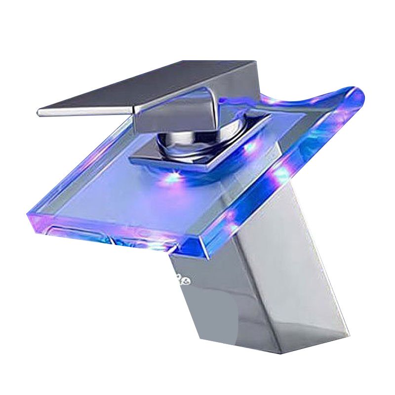 1-Lever Vanity Faucet 1-Hole Copper Sink Faucet with LED Lighting