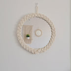 Decorative Wall-Mounted Macrame Shelf with Natural Wooden Accents Bowlift