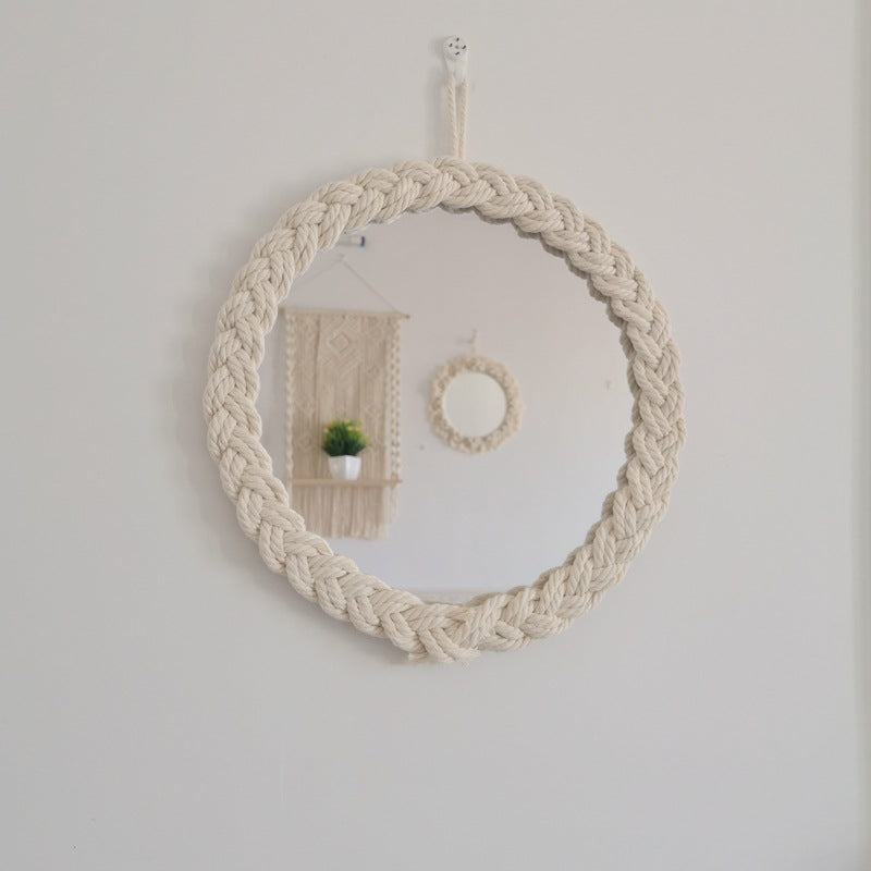 Decorative Wall-Mounted Macrame Shelf with Natural Wooden Accents Bowlift