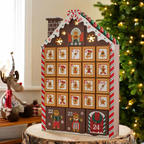 LED Advent Calendar made of Wood, Gingerbread House Design