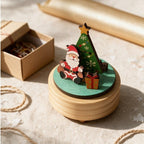 Christmas wooden music box with Santa Claus