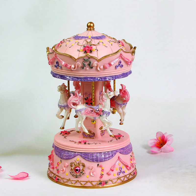 Carousel music box made of resin, hand-painted