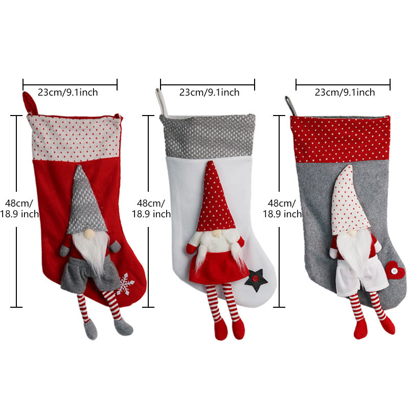 Christmas stocking with gnome motif