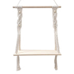 Macramé Swing Shelf with Wooden Accents Bowlift