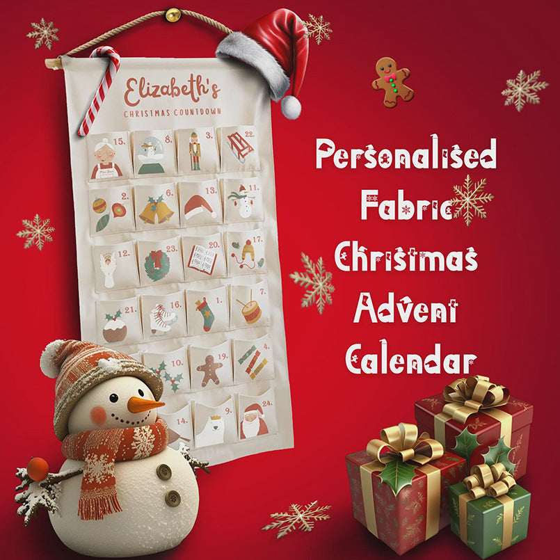 Personalizable fabric Advent calendar, 24 pockets