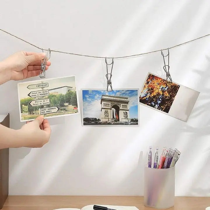 15 pieces | Stainless steel clips with hooks – Safe hanging & space-saving storage