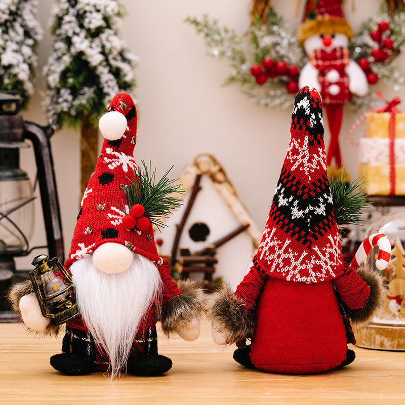 Christmas elf figure with knitted hat, standing