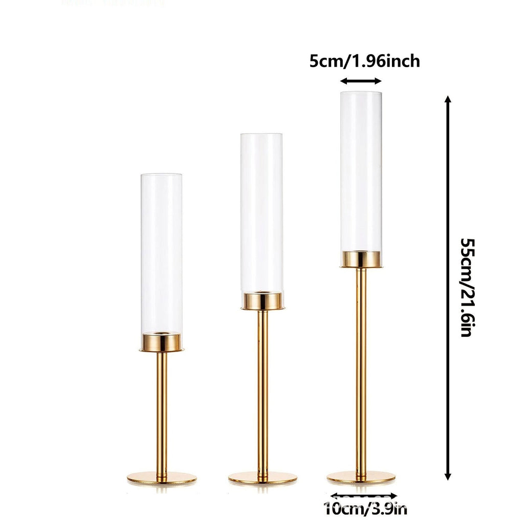 Decorative candle holder made of glass and metal