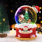 Christmas snow globe with light and music