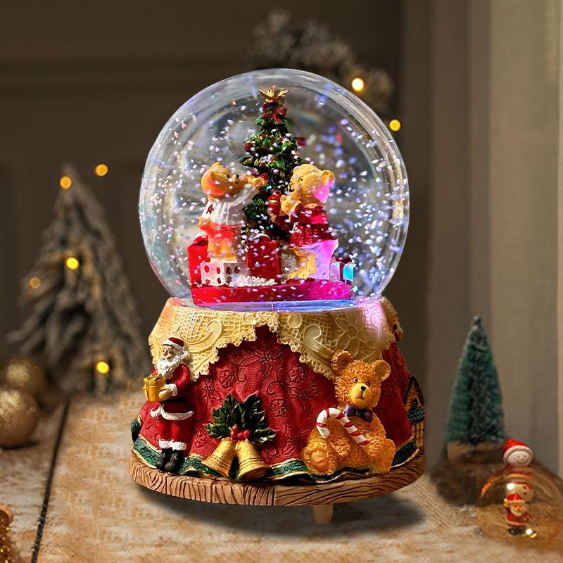 European music box with glass sphere and night light