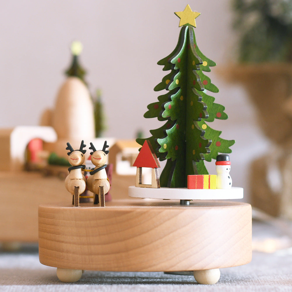 Decorative wooden music box for Christmas